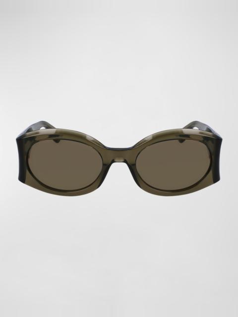 FERRAGAMO Sculptural Plastic Oval Sunglasses