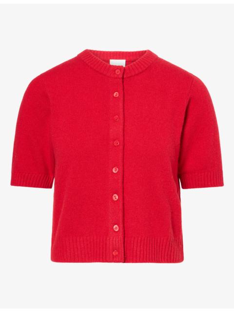 Reformation Maude Short-Sleeve Cashmere Cardigan