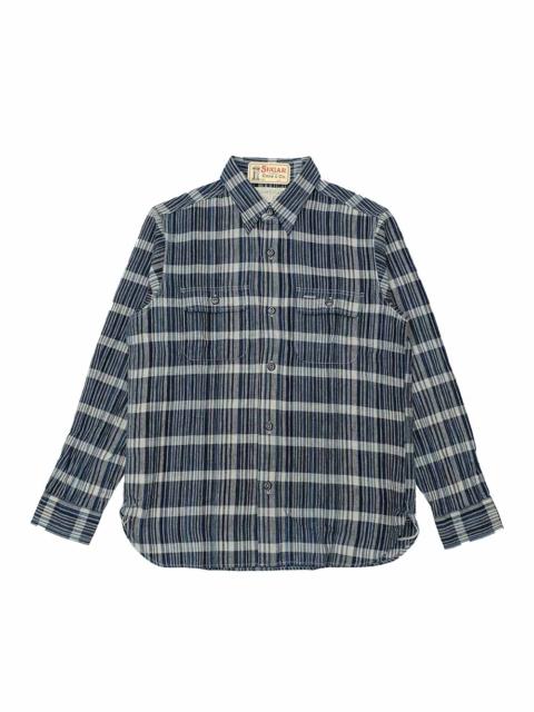 SUGAR CANE FICTION ROMANCE 5oz. INDIGO PLAID WORK SHIRT - SC29591