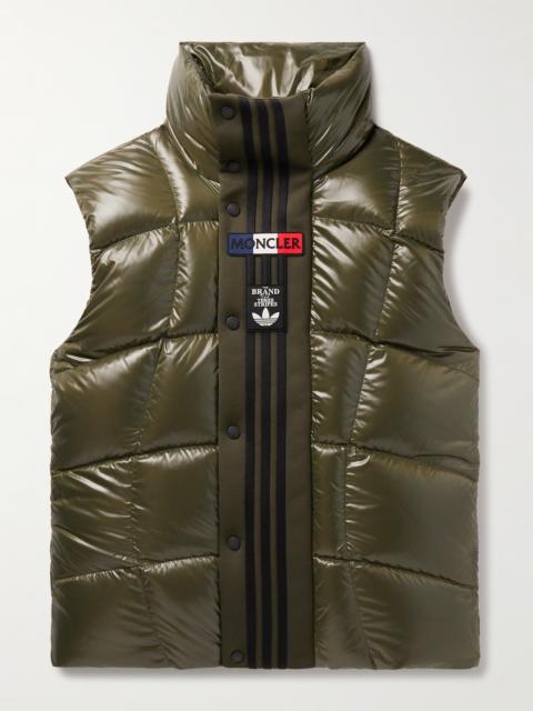 Moncler adidas Originals Bozon Tech Jersey-Trimmed Quilted Glossed-Shell Down Gilet