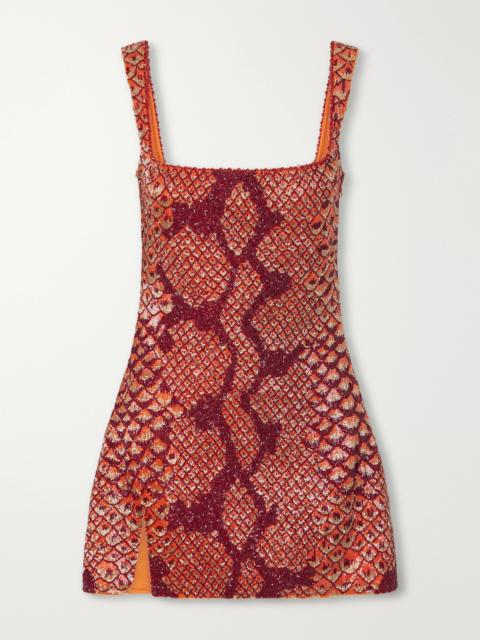 CLIO PEPPIATT Medusa Embellished Stretch-mesh Mini Dress