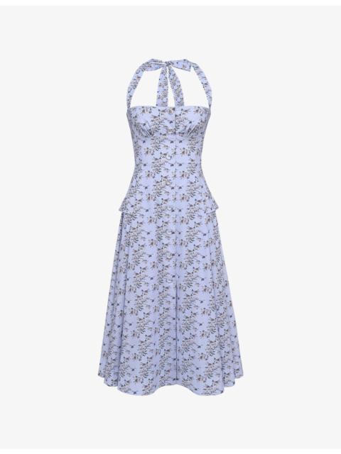 House of CB Claudia Halter-Neck Stretch-Cotton Midi Dress