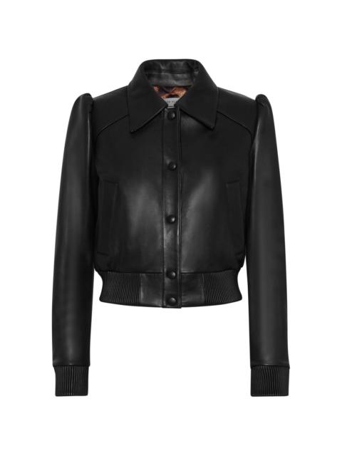 PHILIPP PLEIN logo-plaque leather bomber jacket