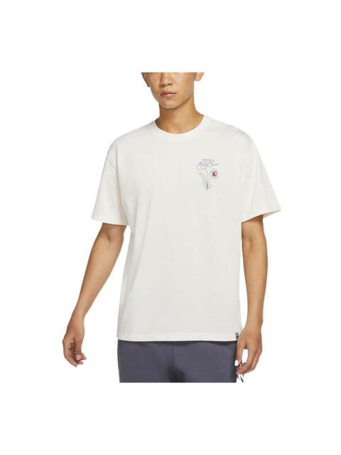 Nike Nike Sportswear Solid Color Flowers Logo Printing Knit Casual Round Neck Short Sleeve White DM2189-9