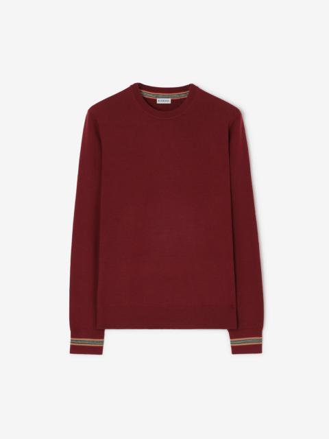 Burberry Icon Stripe Trim Wool Sweater