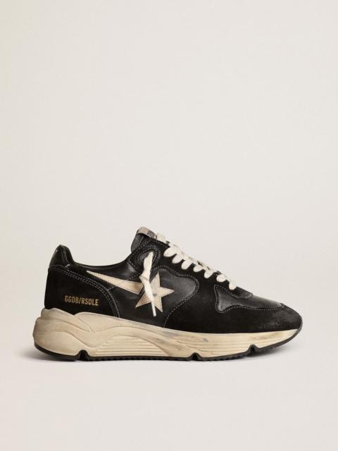Golden Goose Women’s Running Sole in black nappa and suede with white star