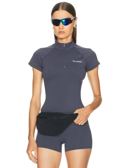 Sporty & Rich Serif Logo Sports Quarter Zip Top