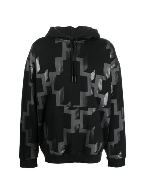 geometric-print cotton hoodie