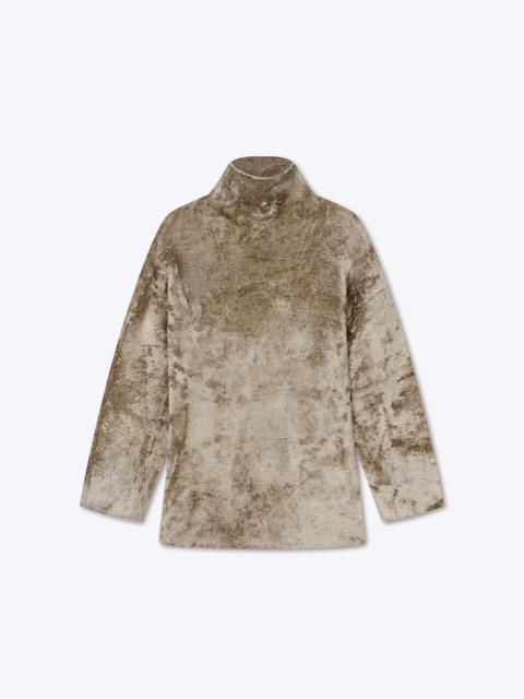 Nanushka CARESA - Velour knit funnel neck top - Champagne