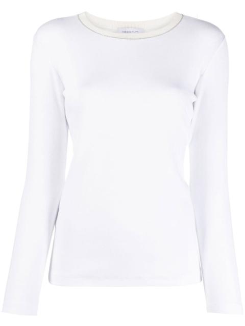 FABIANA FILIPPI contrast-collar long-sleeve T-shirt