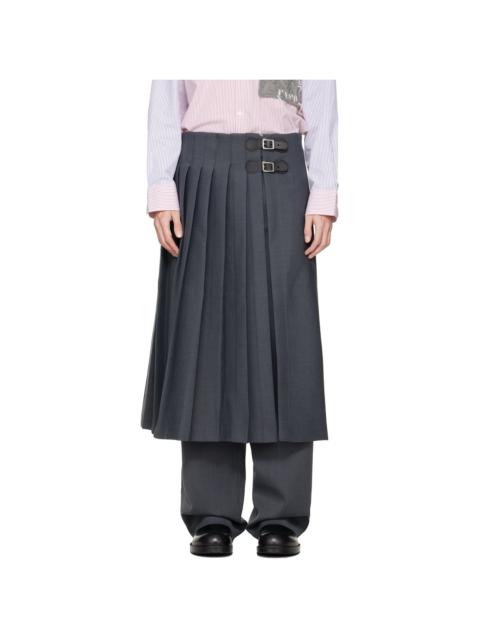 CHARLES JEFFREY LOVERBOY Gray Long Wide Leg Skouser Trousers