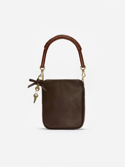 self-portrait Brown Leather Mini Tote Bag