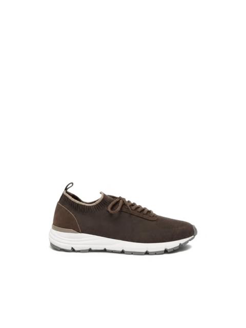 PESERICO suede-panelled knit sneakers
