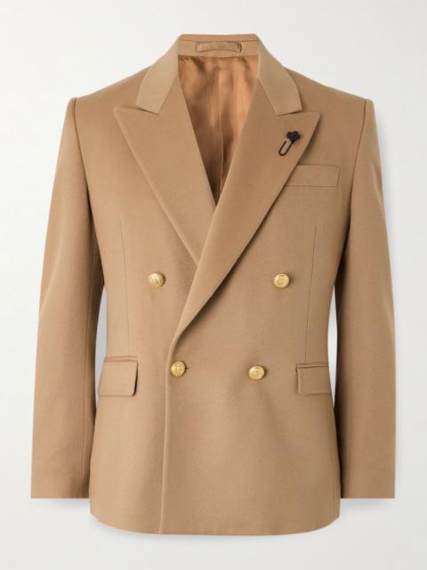 LARDINI Double-Breasted Virgin Wool Blazer Beige