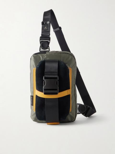 master-piece Sling Suede and Leather-Trimmed Nylon-Twill Messenger Bag