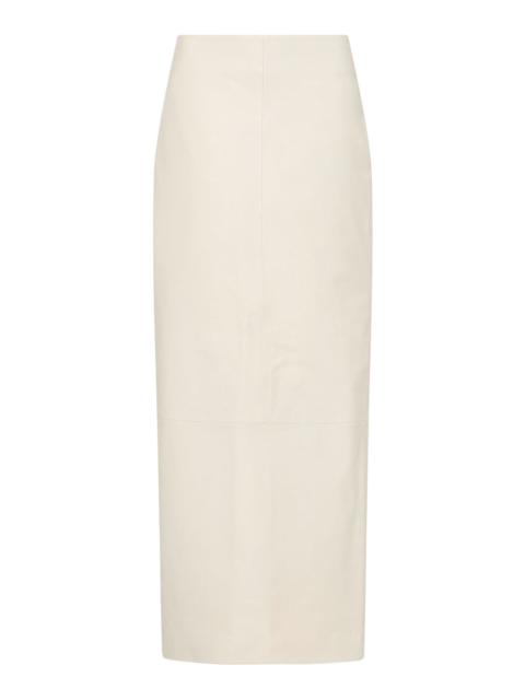 ST. AGNI Leather Column Maxi Skirt off-white