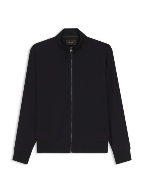 BOSS STAND-COLLAR WOOL-BLEND SWEATSHIRT WITH FULL ZIPPER