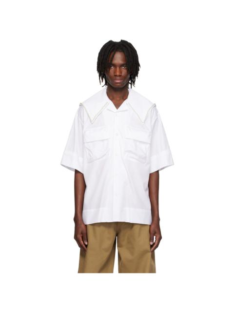 Simone Rocha White Cargo Flap Pocket Sailor Collar Shirt