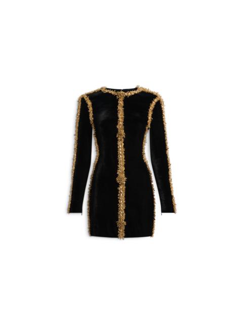 Balmain Velvet dress with embroidered trim
