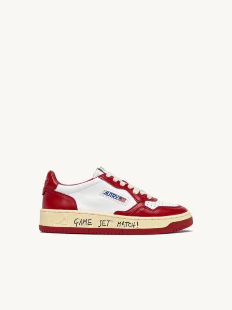 MEDALIST LOW SNEAKERS IN WHITE AND RED LEATHER WITH LETTERING