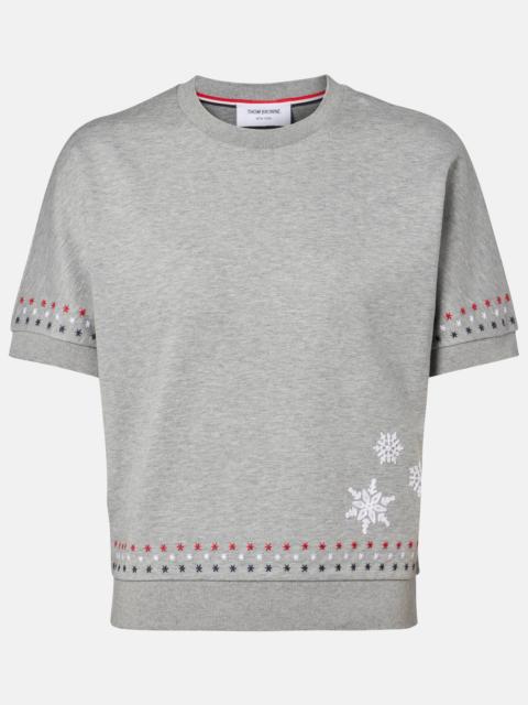 Thom Browne Embroidered cotton jersey T-shirt