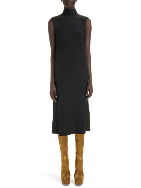 Daras Hemstitched Mock Neck Dress