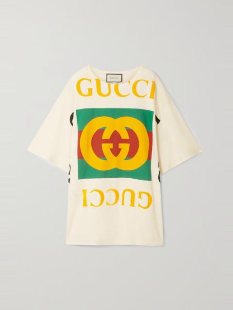 GUCCI Oversized printed cotton-jersey T-shirt