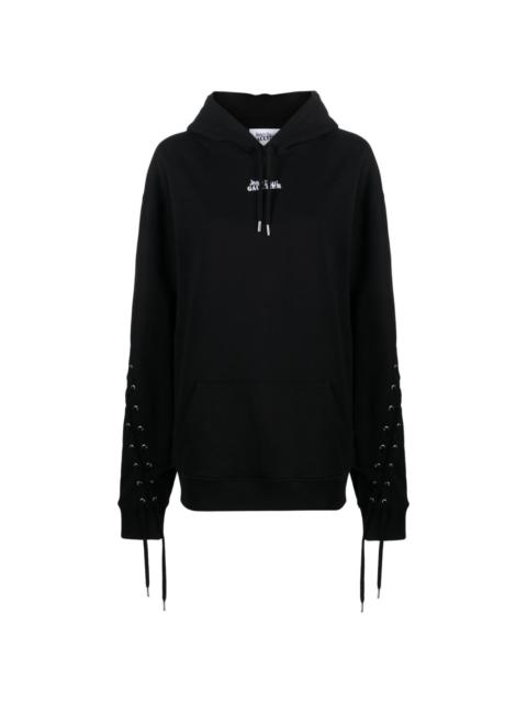 Jean Paul Gaultier logo-print lace-up cotton hoodie