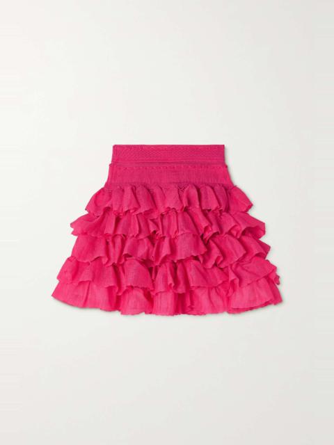 Alaïa Ruffled tiered stretch-knit mini skirt