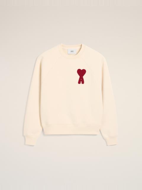 AMI Paris BEIGE COTTON AMI DE COEUR PATCH SWEATSHIRT