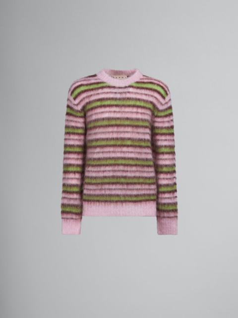 PINK STRIPED MOHAIR SWEATER