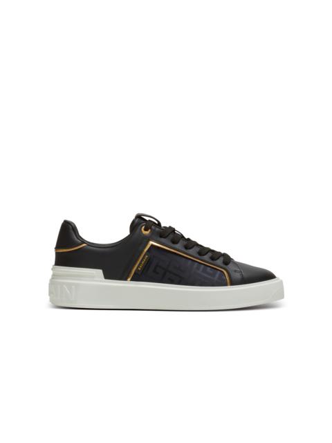 Balmain B-Court monogrammed nylon and leather trainers