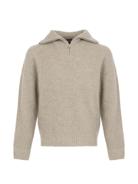 Yves Salomon zip-front ribbed-knit sweater