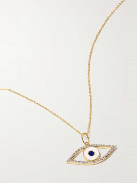 Eye of Protection 14-karat gold, enamel and diamond necklace