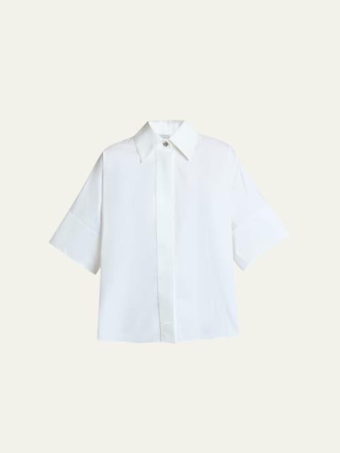 Givenchy Short-Sleeve Cotton Poplin Button-Down Shirt
