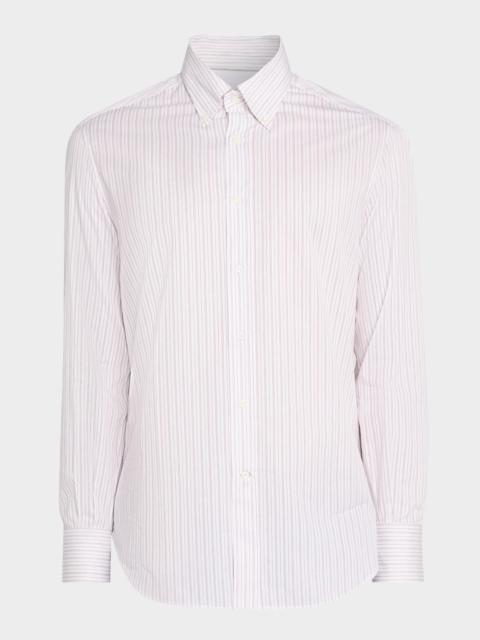 Brunello Cucinelli Men's Slim-Fit Stripe Cotton Button-Down Shirt