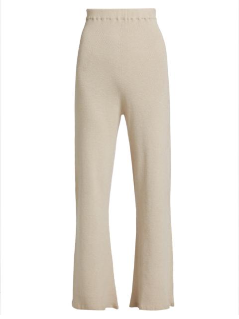 The Elder Statesman Women's Delicash Silk-Cashmere Knit Flared Pants - Oatmeal