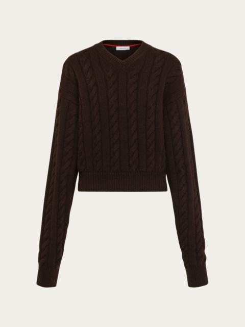 FERRAGAMO Cable knit V-neck sweater