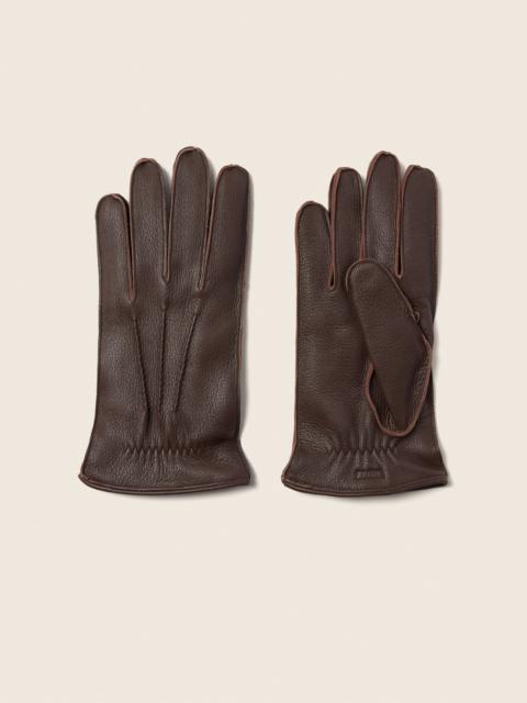 ZEGNA DARK BROWN DEERSKIN GLOVES