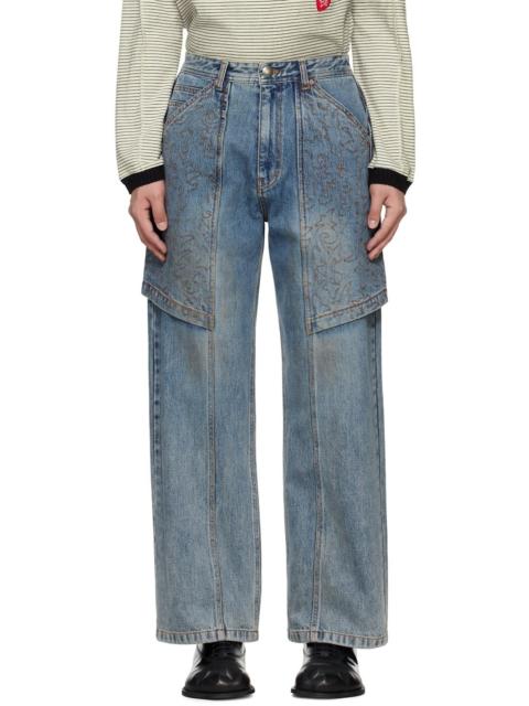 Andersson Bell Blue Embroidery Wrap Jeans
