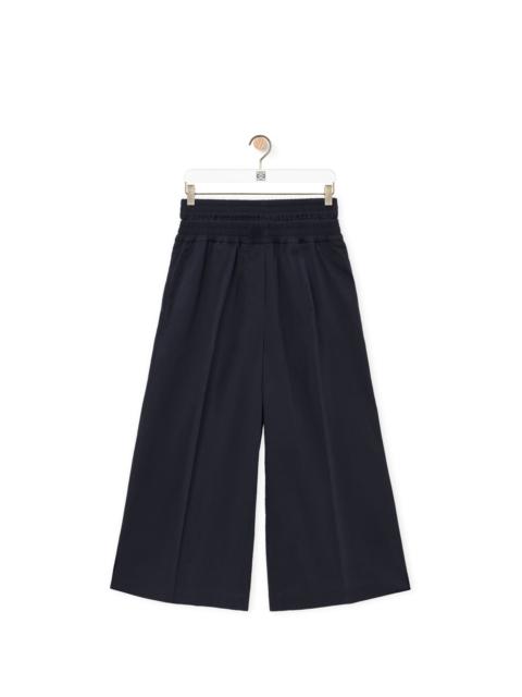 Cropped trousers in cotton and silk