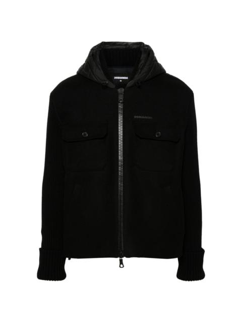 contrast-panel hooded jacket