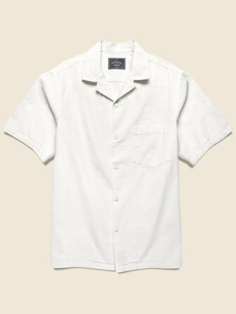 Portuguese Flannel Seersucker Camp Shirt - White