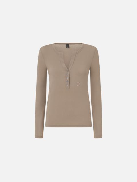 PINKO CASHMERE-BLEND HENLEY SWEATER WITH BUTTONS