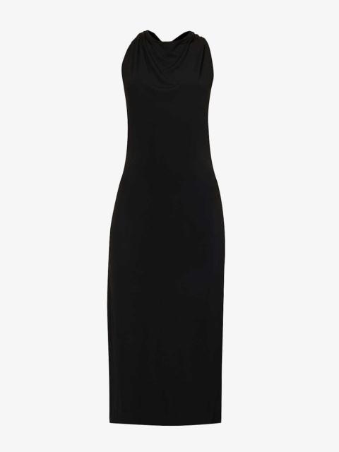 Helmut Lang Twisted-back split-hem woven maxi dress