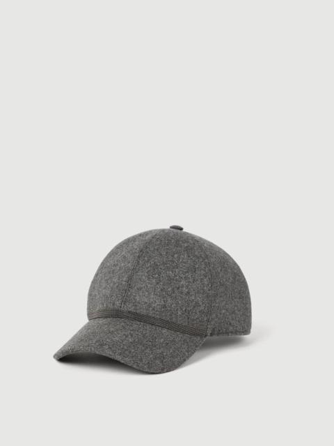 Brunello Cucinelli Virgin wool and cashmere flannel baseball cap with shiny band