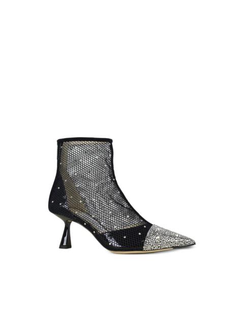 JIMMY CHOO crystal-embellished mesh boots