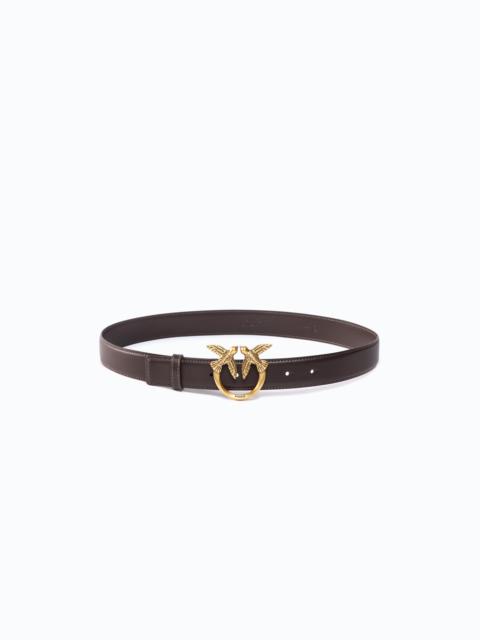 PINKO 3 CM LEATHER BELT WITH LOVE BIRDS BUCKLE