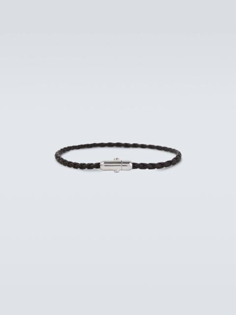 Bottega Veneta Braided leather and sterling silver bracelet