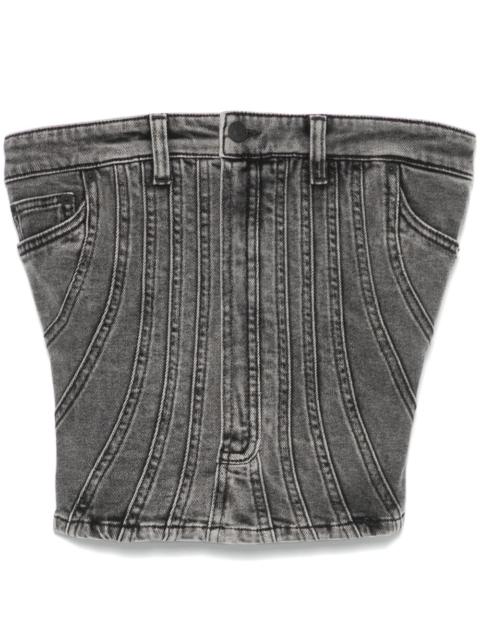 MUGLER spiral denim bustier